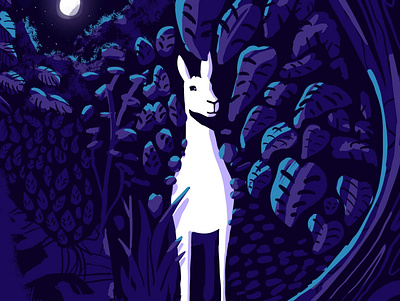 Llama Moon art direction artwork color digital illustration landscapes