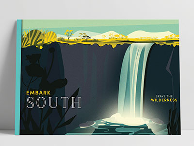 Embark South! Brave the Wilderness! art direction illustration landscapes print signage typography wayfinding