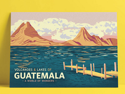 Guatemala: A world of Wonders adventure art direction blue color illustration lake landscape outdoors typography