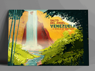 Venezuela - Salto del Angel art direction artwork digital illustration landscapes print signage typography wayfinding web