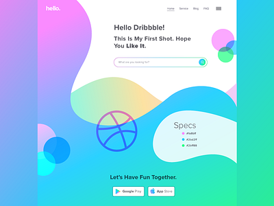 Hello Dribbble! adobe illustrator cc 2018 gradient hero landing page ui