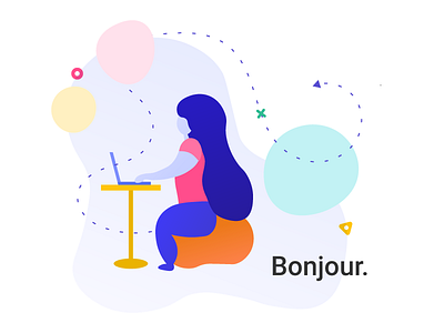 Bonjour character colors flat fluid illustrator
