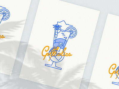 Printz blue coctail golf graphic design halftone hawaii illustration nikola obradovic design orange play print print design product design retro simple sport two tone ui usa wall