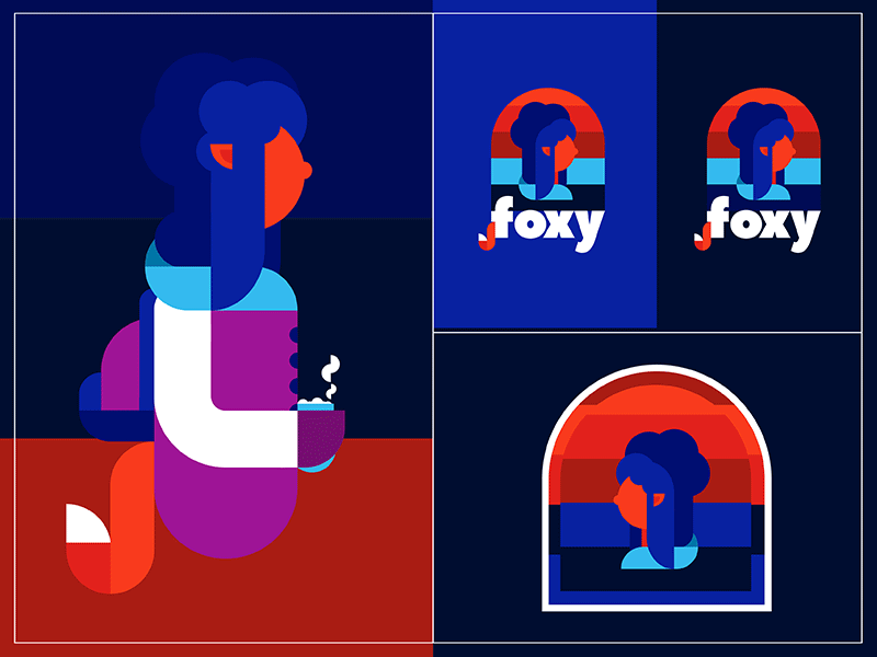 Foxy_gif 2018 badge brand character design fox girl nikola obradovic ond patch sticker
