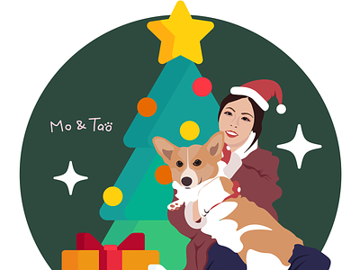 Tao the Corgi and Mo christmas corgi design dog festival illustration puppy