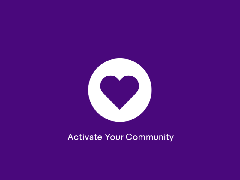 Community 2d activate activation activism after effects animated animation burst bursts community flat gif heart holding hands motion motion design pop purple transform vector