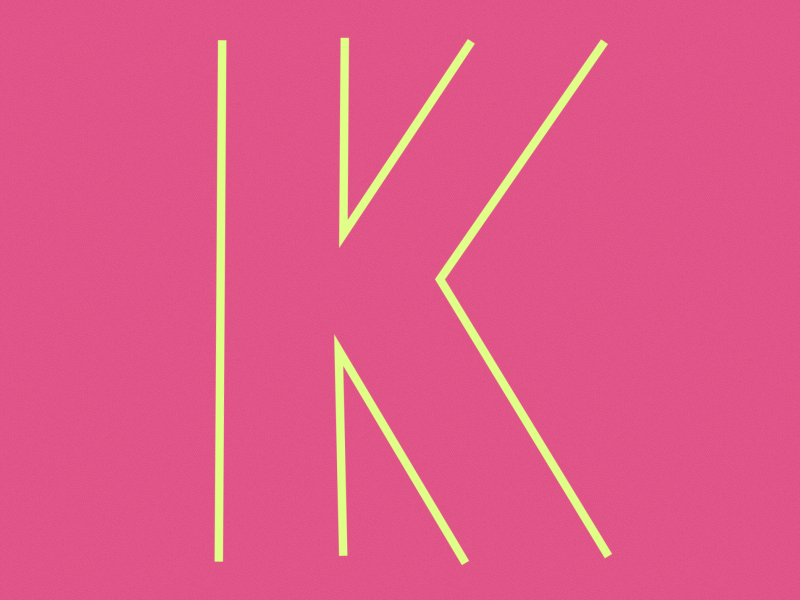 K 2d 36daysoftype 36daysoftype k after effects animated animation color colorful draw gif letter letter k line lines motion motion design outline pink vector yellow