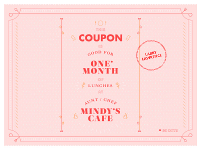 Mindy's Coupon cafe certificate coupon icons line mindy pink red seal tesani