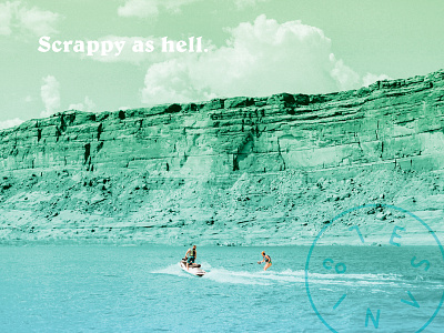 Scrappy As Hell blue green halftone lake powell overlay patch photo scrappy tesani