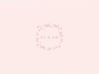 El & Em flowers hand drawn illustration logo photographer pink serif