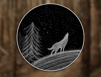 The Great Hunter animal badge logo stars wolf
