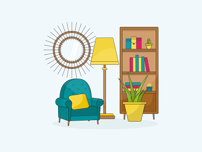 Illustration - Living room chair decoration design draw drawing home illustration living room practice
