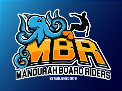Dribble MBR 2 adobe illustrator blue creative design illustration logo octopus surfing vector