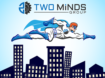 TwoMindsGroup with superhero 1 adobe illustrator creative design illustration illustrator logo mascot superhero vector
