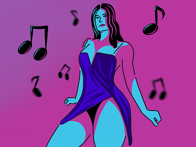 Girl Clubbing adobe illustrator blue clubbing creative dancing design effects girl illustration illustrator music music notes pink purple vector