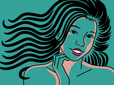 Pen Art Girl creative design effects girl green illustration infinite painter offwhite shades vector