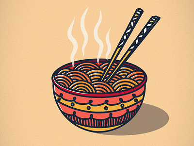 Noodle Doodle chopsticks creative design doodle effects food hot illustration illustrator infinite painter noodles pasta red vector