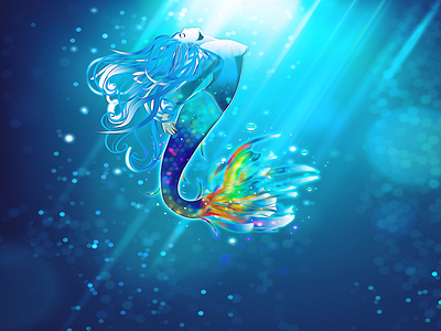 Mermaid adobe illustrator bubbles creative effects illustration photoshop