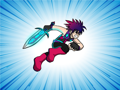 Hero adobe illustrator anime blue boy creative design effects fight illustration illustrator vector