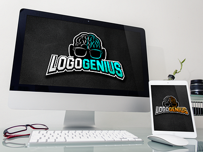 LogoGenius brain genius glasses illustration logo vector art