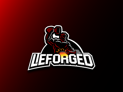 LeForged Logo proposal fire forged hammer logo muscle red strong
