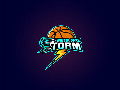 Winter Park Storm adobe illustrator basketball logo blue lightning bolt logo storm tornado vector winter