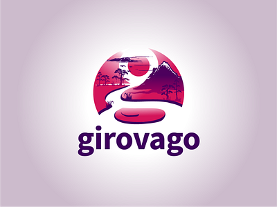 girovago logo g letter logo mountain purple travel water stream