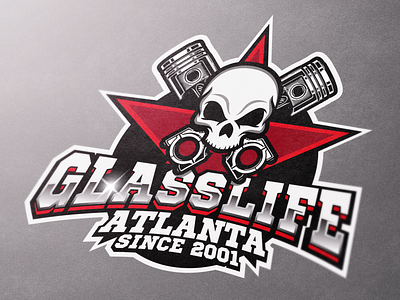 Glasslife Logo atlanta car chrome engine garage illustration logo machine red skull wax