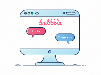 Hello, Dribbble! chat community debut dribbble first shot imac thank you