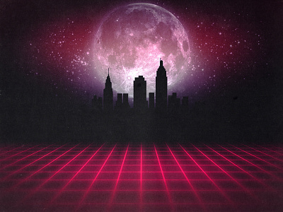 Midnight 80s city graphic design midnight moon photoshop retro scenery synthwave