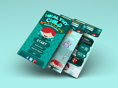 UI / UX and 2D art design for Healthy Child app cartoon child design game gaming health mobile mockup ui ux videogame