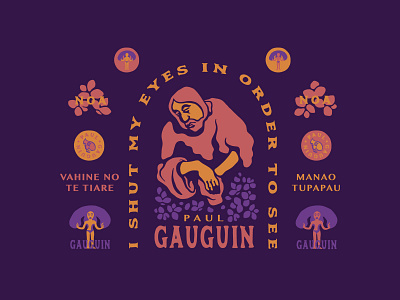 Paul Gauguin - Responsive Brand Homage artist branding design floral icon illustration logo purple responsive typography vector
