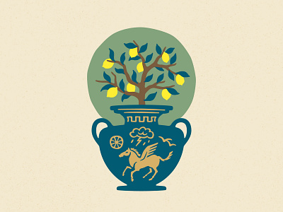 Arbutus Distillery — Limoncello Label (WIP) branding design distillery flat illustration lemon packaging pegasus pottery vector
