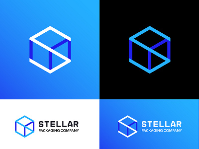 Stellar logo concept n°2 | Packaging Company blue box brand brand identity branding concept corrugated boxes icon modern modern logo packaging packaging company logo paul lasson sealed box star stars