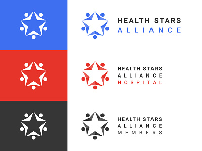 Health Stars Alliance - Services logo | Medicine company alliance black blue brand brand identity branding corporate dark design health icon logo medical medicine modern modern logo paul lasson people red star