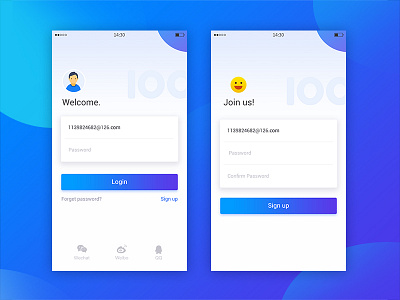 Login and registration UI ui 设计