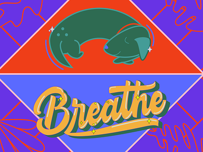 Breath breath dachshund dog illustration lettering pet type