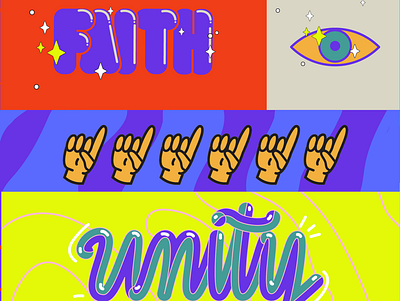 Faith and unity eye faith hands illustration lettering one unity we are one