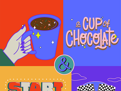 a cup of chocolate chocolate cup hand illustration lettering nails start