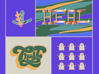 Heal and trust colors experimental ghost heal illustration lettering plant trust