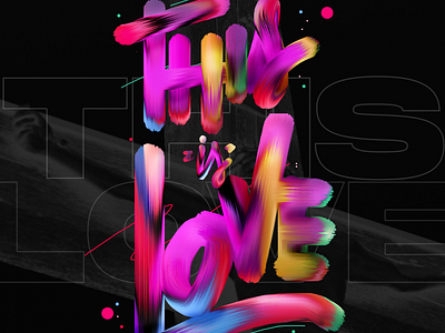 Love 3d black brush composition cross lettering love real love type