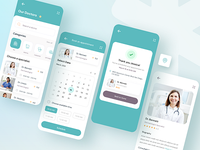 Medical Appointment App app design appointment booking design doctor appointment doctors medical medical app medical care mobile mobile ui shedule ui uiux userinterface ux