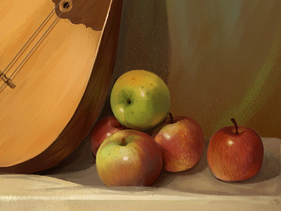 Apples apple dombra illustration music oil painting sketch