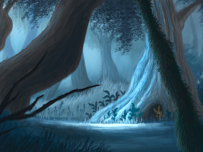 Blue Forest blue forest illustration nature painting woods