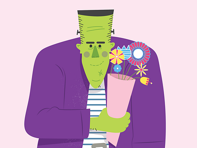 A Frankenstein Valentines character design flowers frankenstein illustration illustrator love valentines day vector