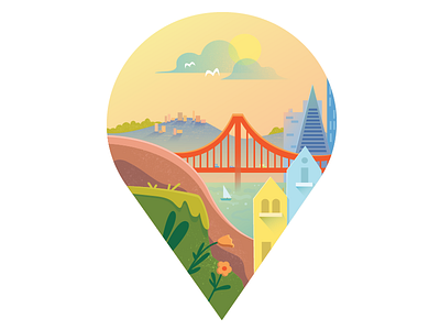 San Fransisco Location Pin city golden gate bridge illustration illustrator landscape pin san francisco travel view