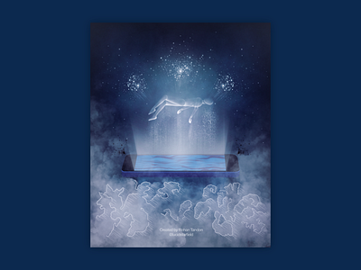 Stillness in Liminality blue clouds design glass illustration indigo ipadpro light liminal ocean phone stars