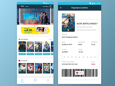 MBO Cinema Apps Redesign Concept [WIP] android app design icon mobile app mobile app design movie ticket ticket app ticket booking ui ui design uiux user interface ux