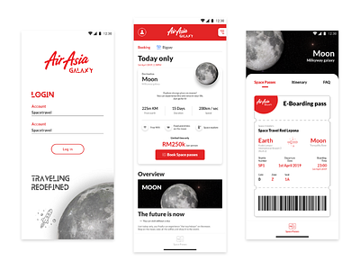 Airasia Space Travel Concept app app design app designers clean design layout ui ui design uidesign uidesigner uiux user experience user interface ux ux designer web design