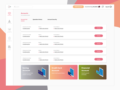 Account Management Dashboard Concept clean dashboard dashboard design dashboard flat design dashboard template design gradient icon illustration landing page layout logo ui ui design uiux user interface ux vector web design website